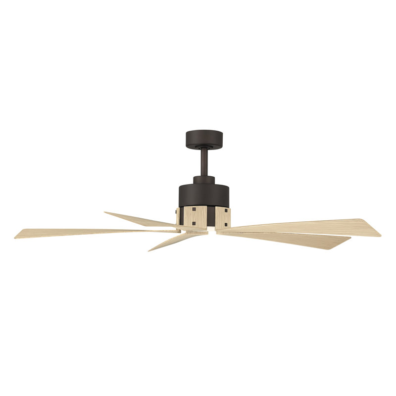Ventilateur de plafond intelligent 54 "5CCT Oovin, Chêne blanc, Bronze