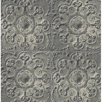 Papier peint imitation carreaux de fer graphite Seabrook Designs