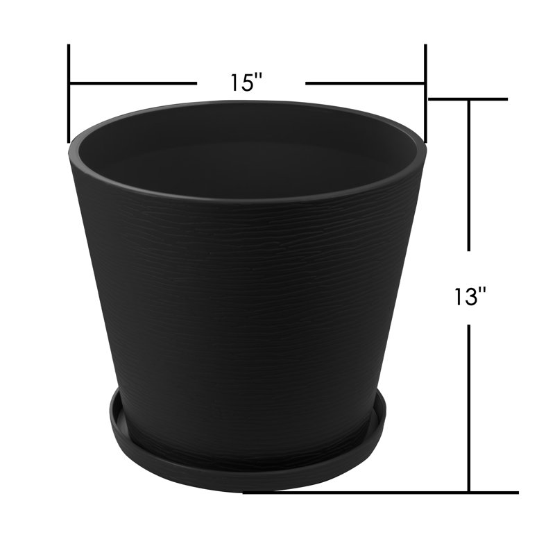 Kozyard pots de fleurs ronds d'intérieur 4Packs avec plateau récupérant l'eau pour le patio, Noir, noir, noir, noir, 4