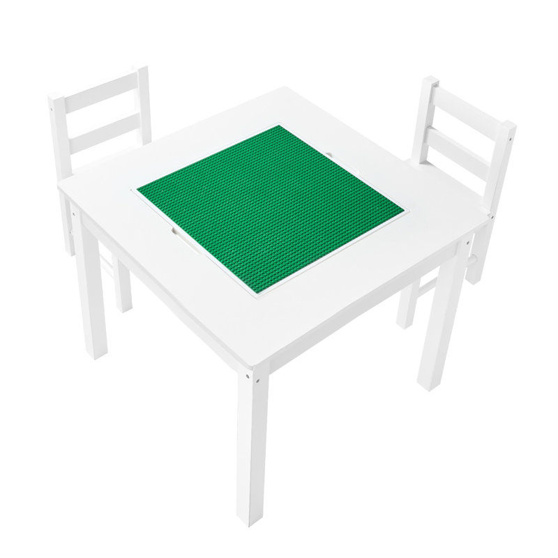 Ensemble de table d'activités pour enfants en bois de pin massif avec plateau de jeu réversible, table de jeu pour tout-petits et chaises avec bacs de rangement pour garçons et filles