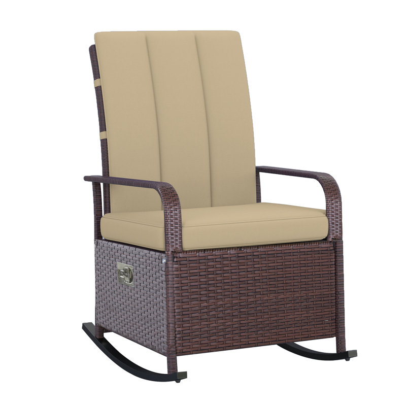 Chaise berçante d'extérieur en osier Jayovanni, Brun