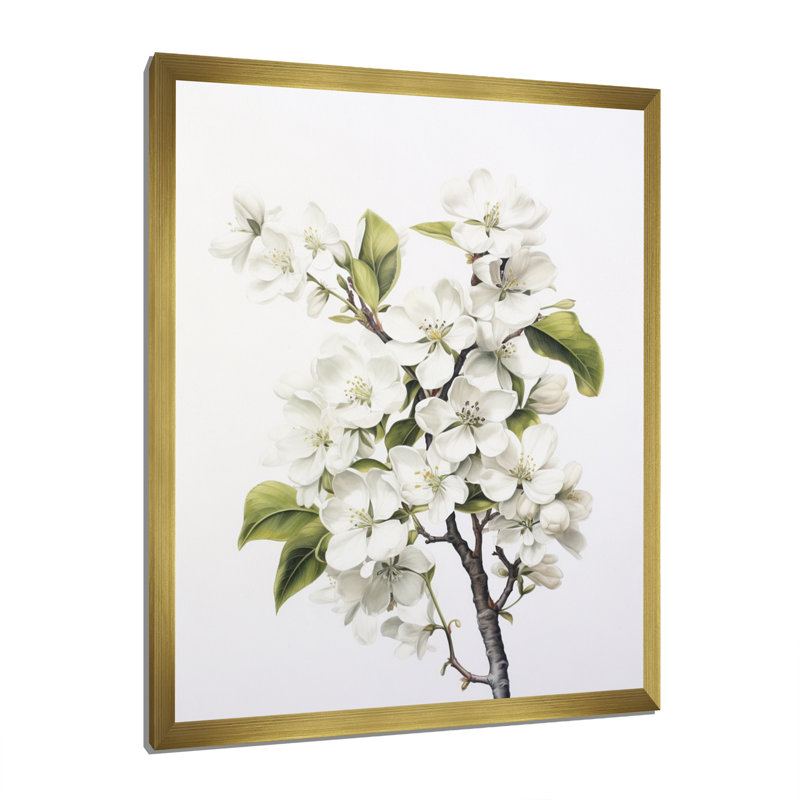 Apple Blossom Monochromatic Elegance XXVII - Floral Wall Art Living Room, H 32 po x l 16 po x P 1 po