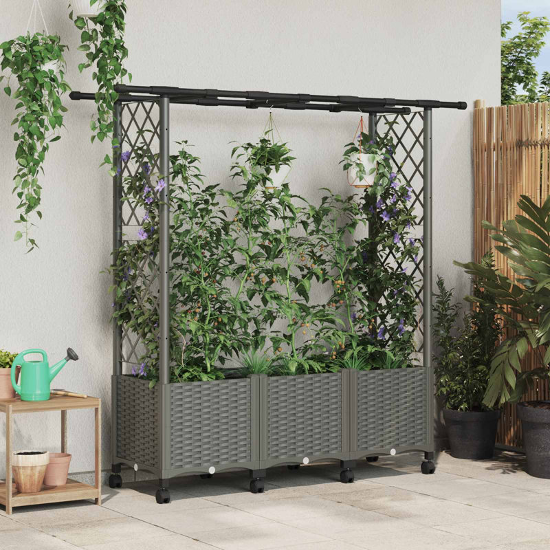 Raised Garden Bed, 142cm H x 162.5cm W x 40cm D, Light Grey