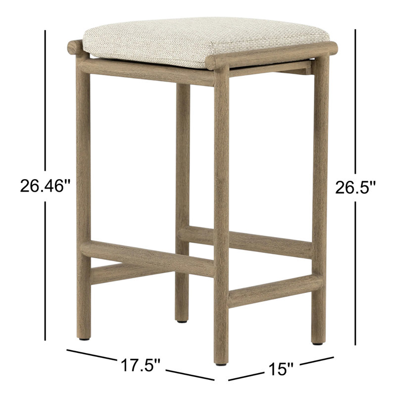 Kyla Outdoor Teak Bar Stool, Counter Stool (26.46” Seat Height)