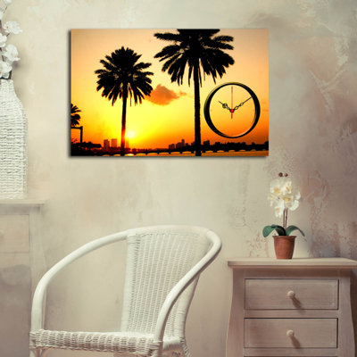 Elegant Decorative Canvas Wall Clock, 17.7 x 27.6 inches | 100% Suede Canvas, 100% Wooden Frame (Thickness: 1.2 inches) | Stylish Home Décor for Living Room, Bedroom & Office, Unique and Functional Timepiece