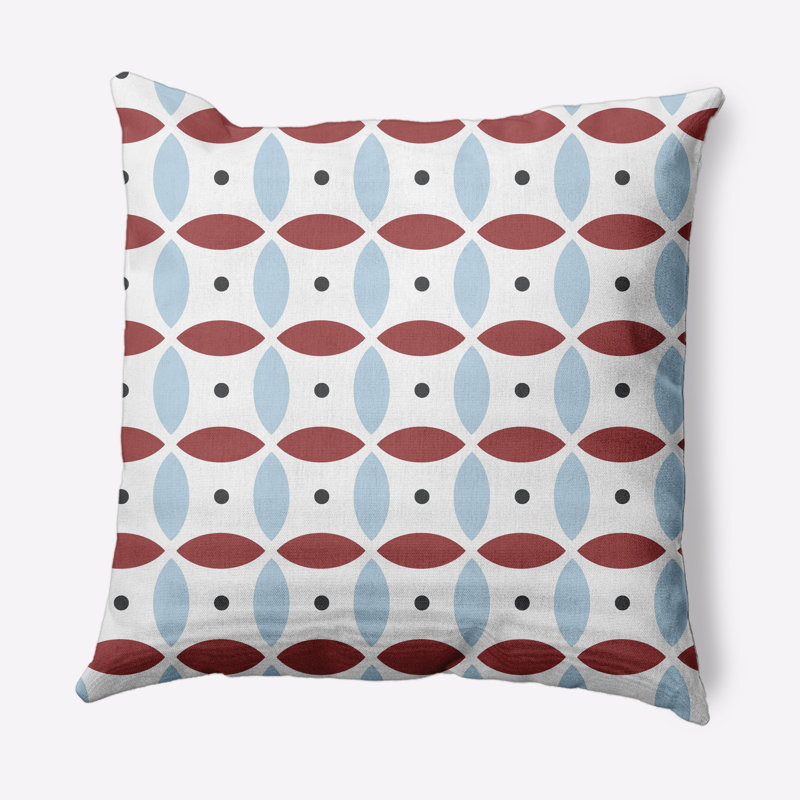 Coussin décoratif géométrique intérieur / extérieur, 18 po x 18 po, Rouge / bleu clair