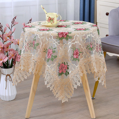 Tablecloth Cloth Household Coffee Table Table Cloth Air Conditioner Cover Towel Small Round Table Gauze Embroidery Lace