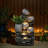 3-Tier Gray Pots on Stacked Rocks 2.5-Feet Tall Outdoor Polyresin Fountain with Lights and Gray Side Planter