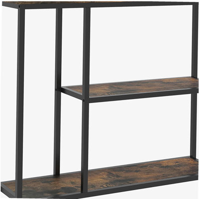 Console de 39 po, canapé moderne avec 2 tablettes de rangement, structure en acier, table d'entrée étroite pour le couloir, brun