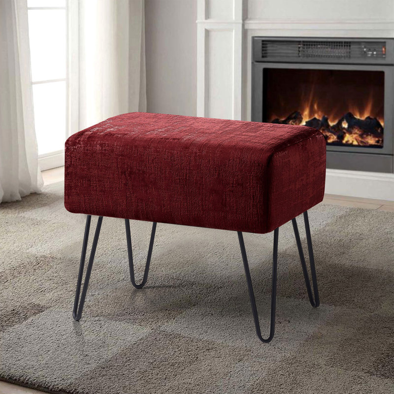 Alegre Velvet Ottoman, Ruby Wine Velvet
