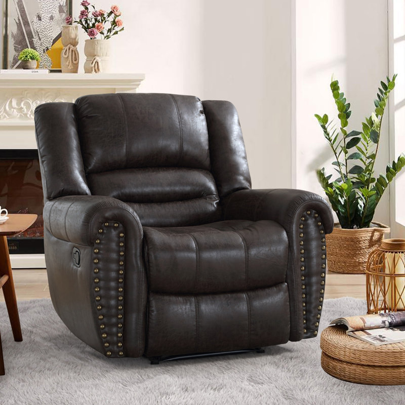 Fauteuil inclinable manuel surdimensionné 40,9 po Chemika, Similicuir performance brun-gris foncé