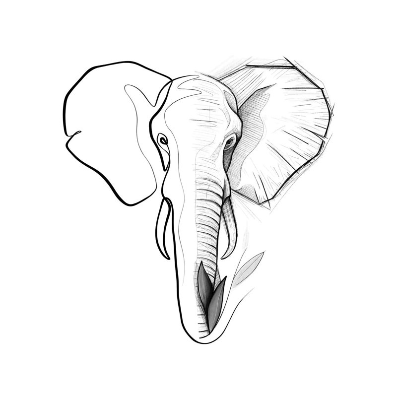 «Distinct Elephant» par Dane Khy, reproduction d'art sur toile tendue, H 12 po x l 12 po x P 0,75 po
