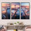 «Blue and Pink Bridge Sunset Views I - Bridges», ensemble de 3 reproductions d'art mural