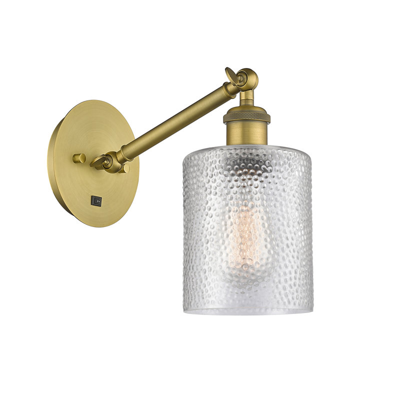 Shauna Armed Sconce, Incandescent, Clear, Brushed Brass