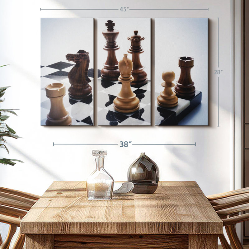 «P pièces On The Chess Board», art mural, H 24 po x l 38 po x P 1,25 po