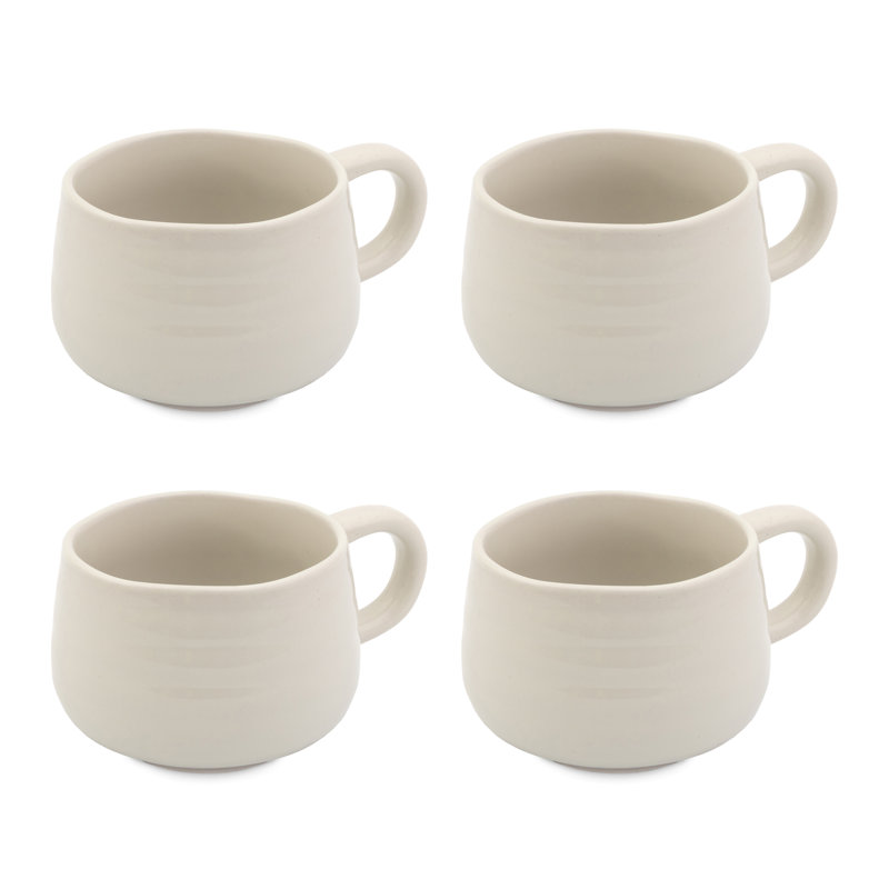 Jamie Oliver Big Love Cosy Cuppa Set, 4Pc Stoneware Mugs, White