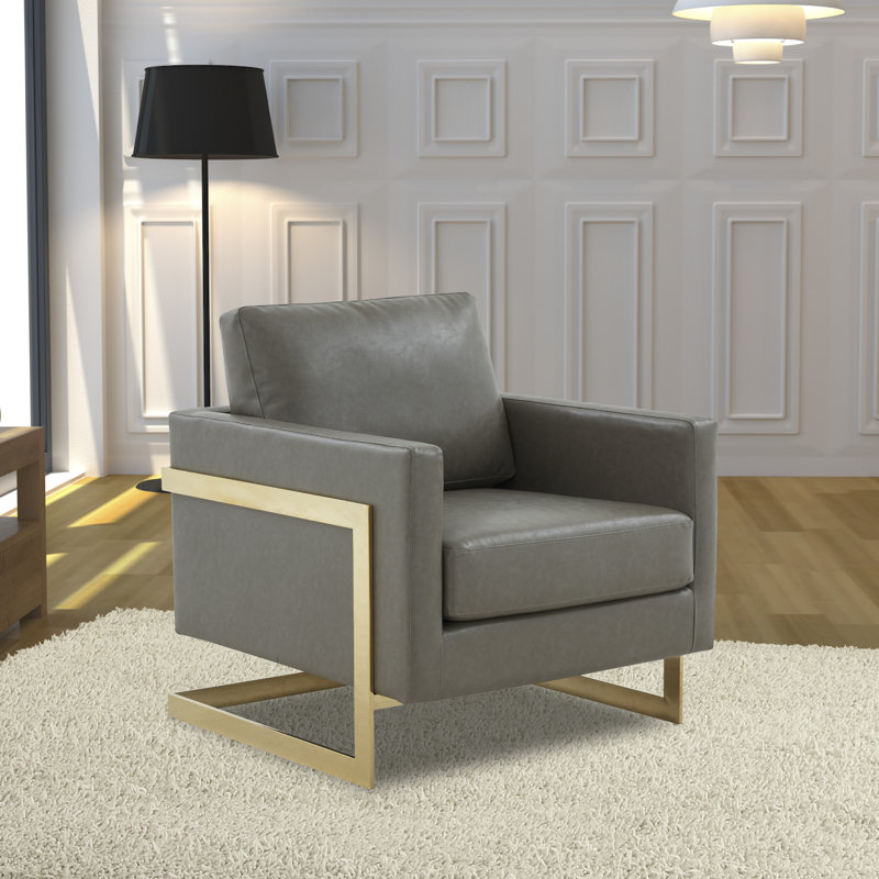 Chaise d'appoint Lincoln, Gris, Doré