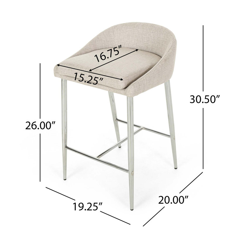 Tabouret de comptoir rembourré 26 po Shounda, Beige