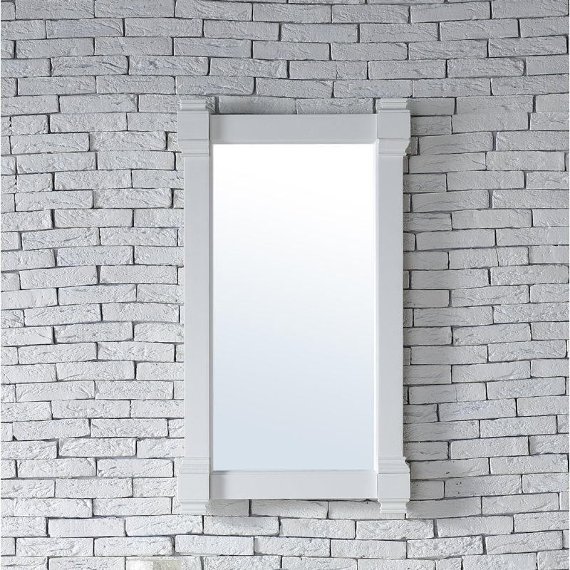 Brittany Flat Beveled Wall Mirror, 39.25" x 22", Bright White