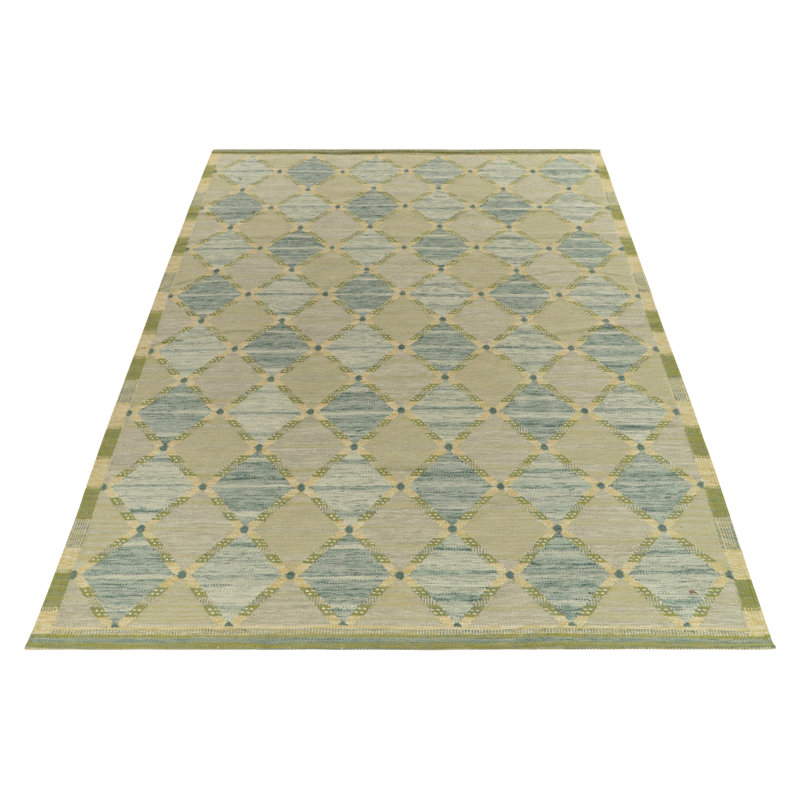 Candinavian Custom Rugs In Blue, Green Trellises By Rug & Kilim, Rectangle 5' x 8'