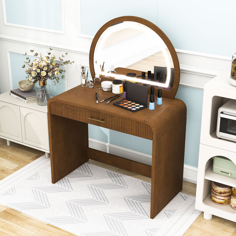 Coiffeuse 39 "avec tiroir et miroir lumineux à écran tactile, Espresso