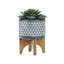 PLATEAU EN CÉRAMIQUE DE 5 po Aztec sur pied en bois, gris-1852827438