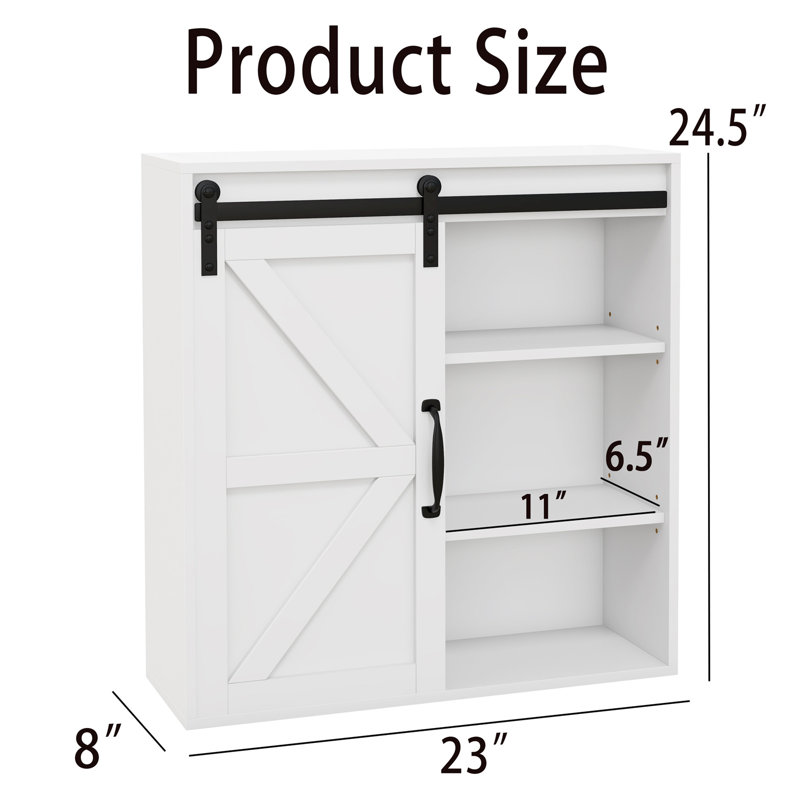 Bathroom Wall Cabinet,medicine Cabinet With Sliding Barn Door And Adjustable Shelf