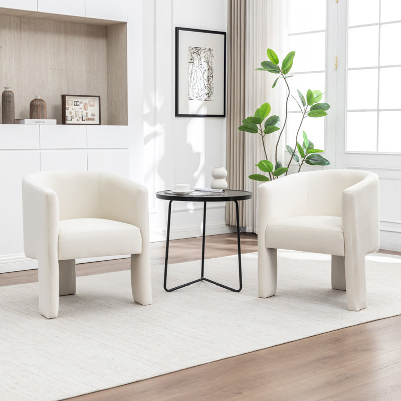 29.13'' H Velvet Curved Dining Chair, Beige