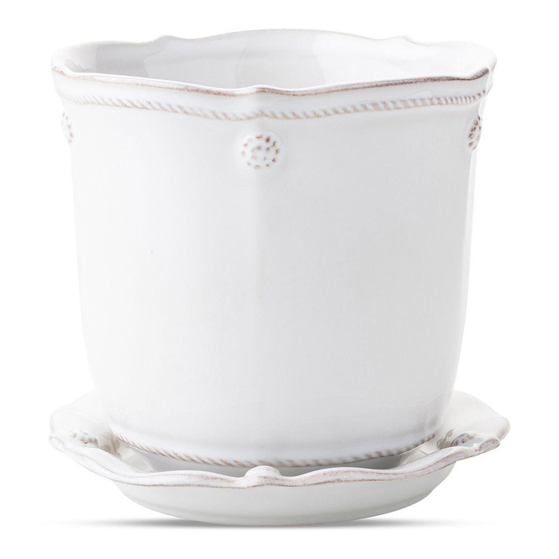 Berry & Thread Planter, 7" H x 7.5" W x 7.5" D, Whitewash