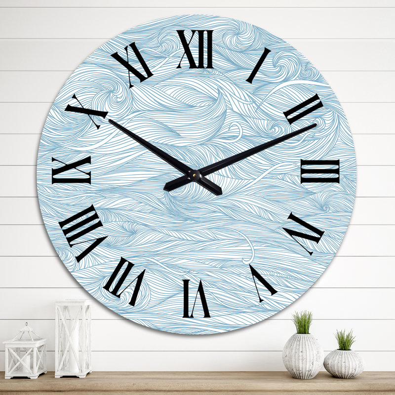 Horloge murale à motif de marbre bleu clair, Grand