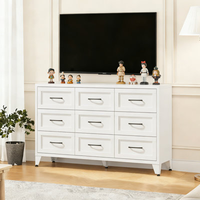 Commode en métal avec commode 6 tiroirs pour chambre à coucher, couloir et salon
