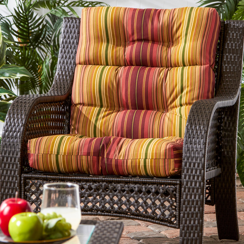 Lester Outdoor High Back Chair Cushion, Kinnabari Stripe, 1