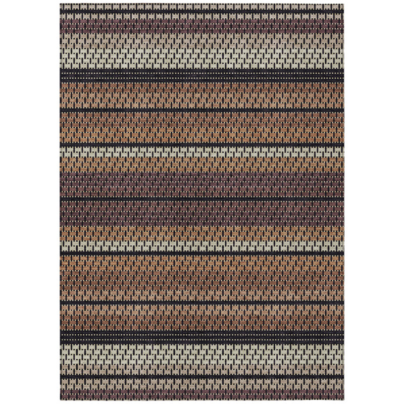 Machine Washable Indoor/Outdoor Lockway ACN2427 Stripes Rug, Rectangle 8' x 10'
