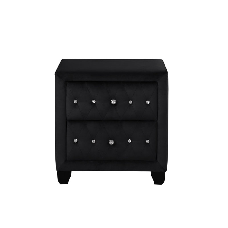 Table de chevet contemporaine en bois avec deux grands espaces de rangement en noir 2 table de chevet au design élégant pour chambre à coucher fonctionnelle