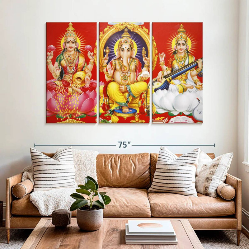 Adella Laxmi Ganesh et Saraswati, H 42 po x l 65 po