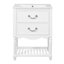 Meuble-lavabo 24 po avec lavabo en céramique, deux tiroirs à fermeture douce, tablette ouverte et pieds tournés French Country-1746480695