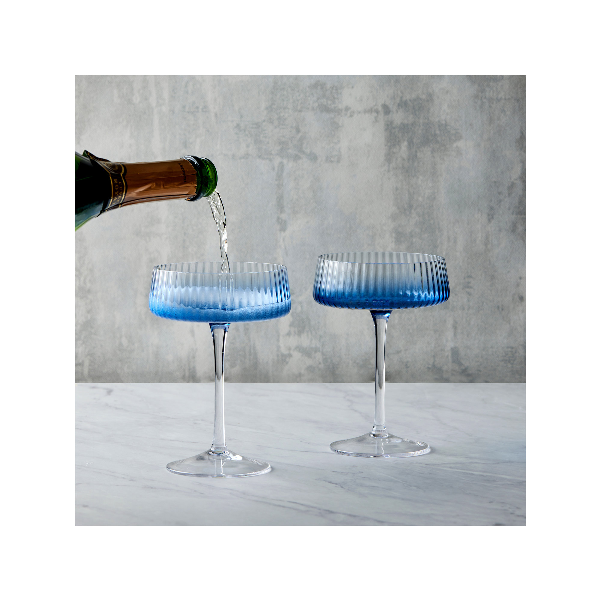 Zoya 8.5oz. Glass Coupe Stemware Set, Blue