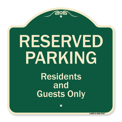 Signmission Designer Series Sign - Reserved Parking - Residents And Guests Only | Black & Gold 18" X 18" Heavy-Gauge Aluminum Architectural Sign | Pro