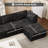 U/l-shaped Sectional Plush Corduroy Section Sofa Combination, 7 Seats, With Ottoman, Random Combination-1508921071