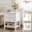 Table d'appoint blanche en bois massif-1810963820