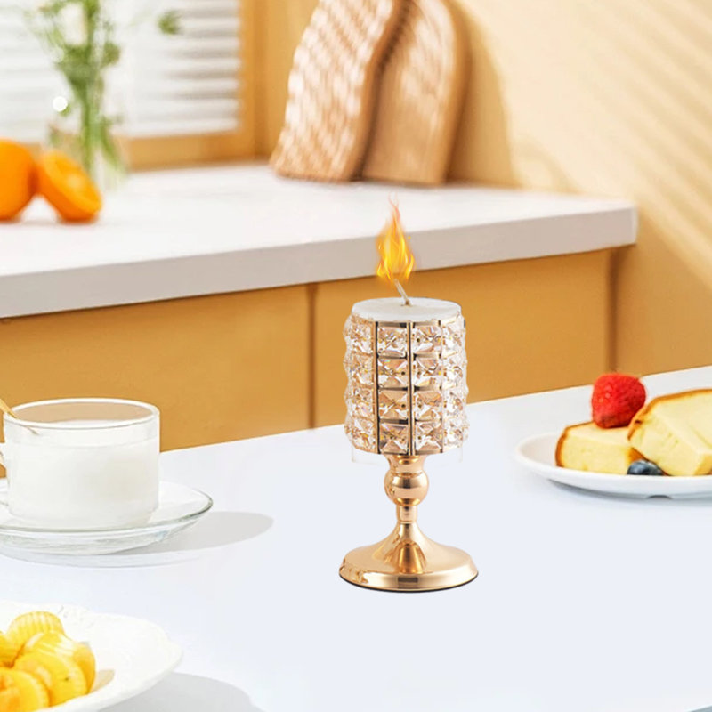 Cristal Bougie en métal Perles de cristal Bling Bougie chauffe-plat Bougie votive haute Élégante pièce maîtresse Décoration de table de mariage