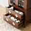 Garde-manger arqué avec portes en verre, 4 tablettes et 2 tiroirs, armoire de rangement-1971944816