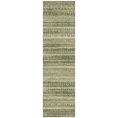 Machine Washable Indoor/Outdoor Xhevrie Green Rug
