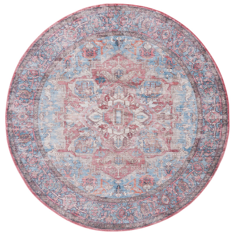 Serapi Performance Machine Washable Oriental Rug, Round 6'7"
