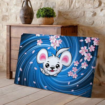 Reproduction d'art sur toile, une créature animée fantaisiste avec de grands yeux expressifs et un art mural