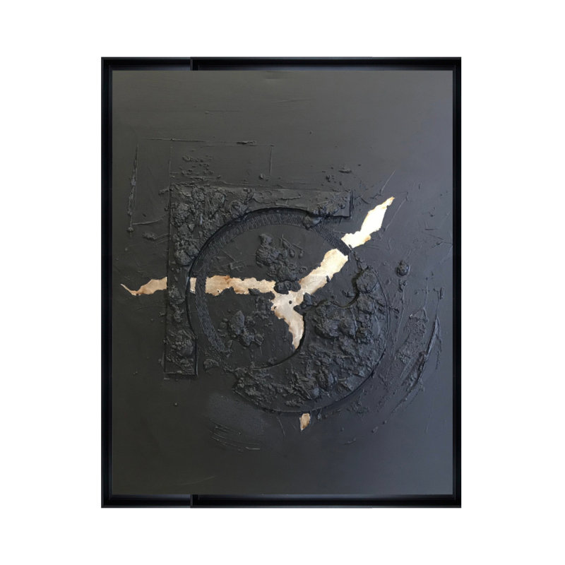 Velora Single Picture Frame Painting on Wood, 150 cm H x 90 cm W, Black