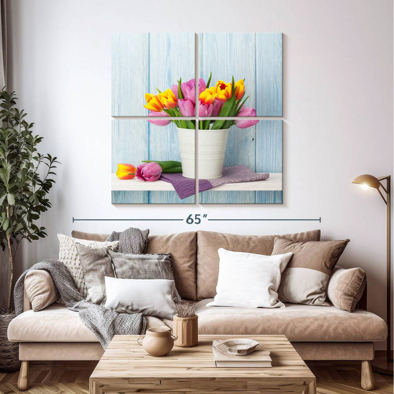 Harnek tulipes dans un seau, H 45 po x l 45 po