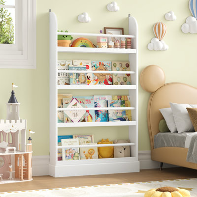 Albertson 43.3"H Wood Storage Bookshelf, White
