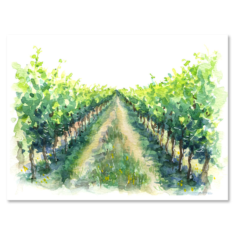Scène de campagne - Vineyard Road - peinture sur toile, H 24 po x l 32 po x P 1 po, Toile tendue