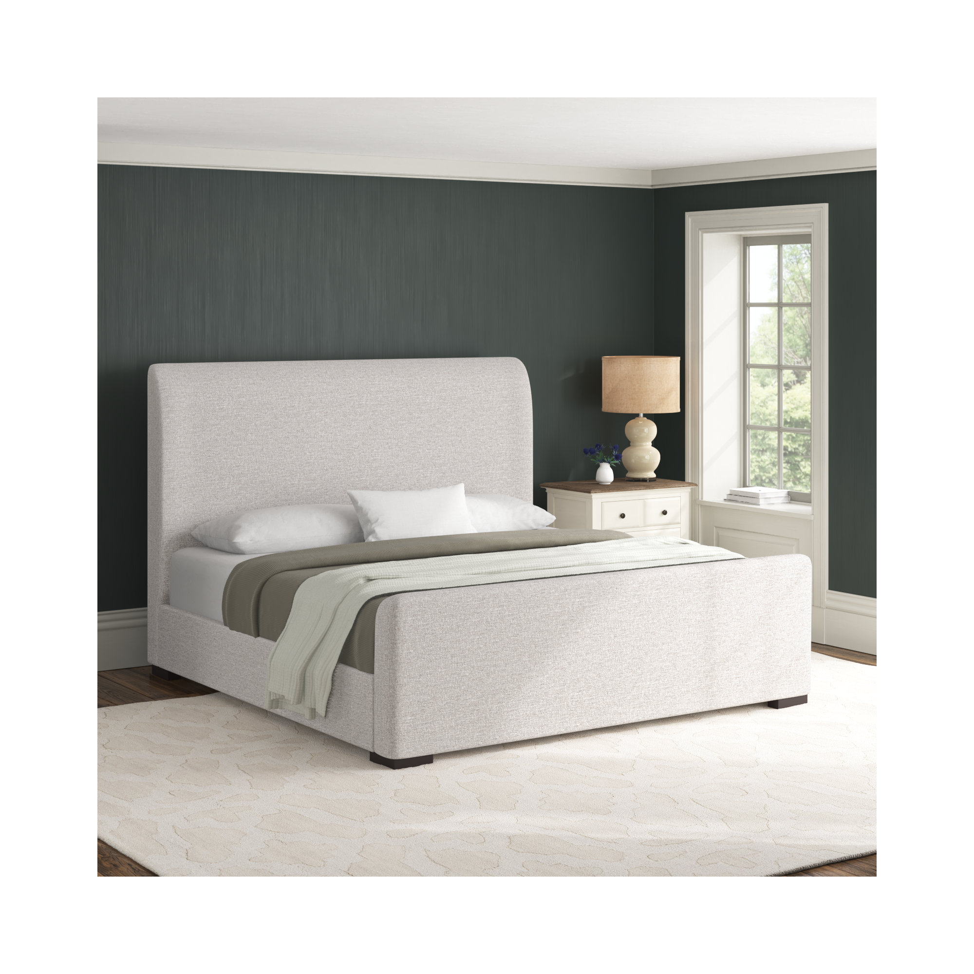 Scotty Upholstered Wingback Bed, King